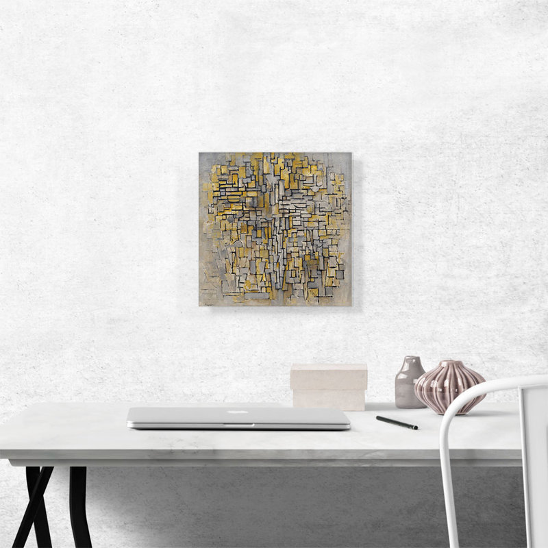 «Composition No. VII 1913» par Piet Mondrian, reproduction d'art sur toile tendue, H 12 po x l 12 po x P 0,75 po