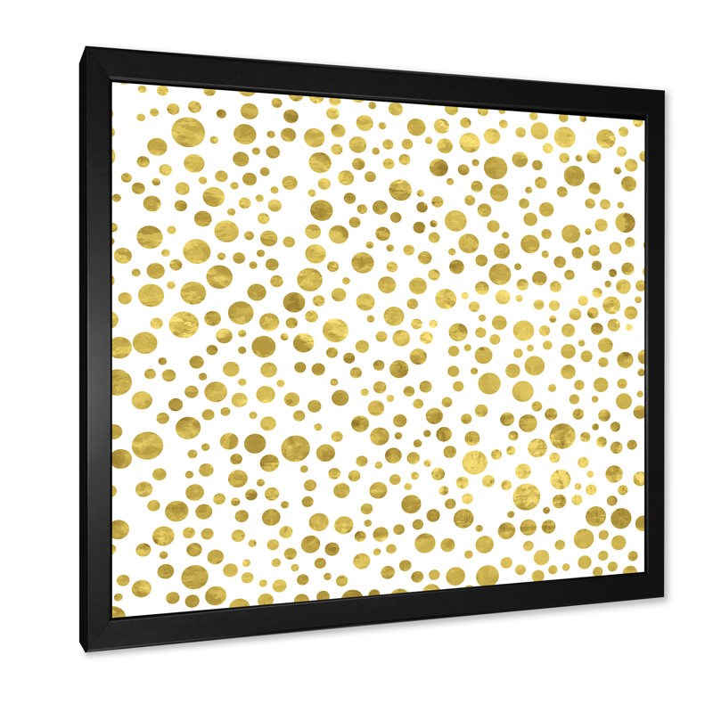 Blanc et cercles dorés - Art mural moderne et contemporain sur toile, H 16 po x l 16 po x P 1 po, Cadre photo noir