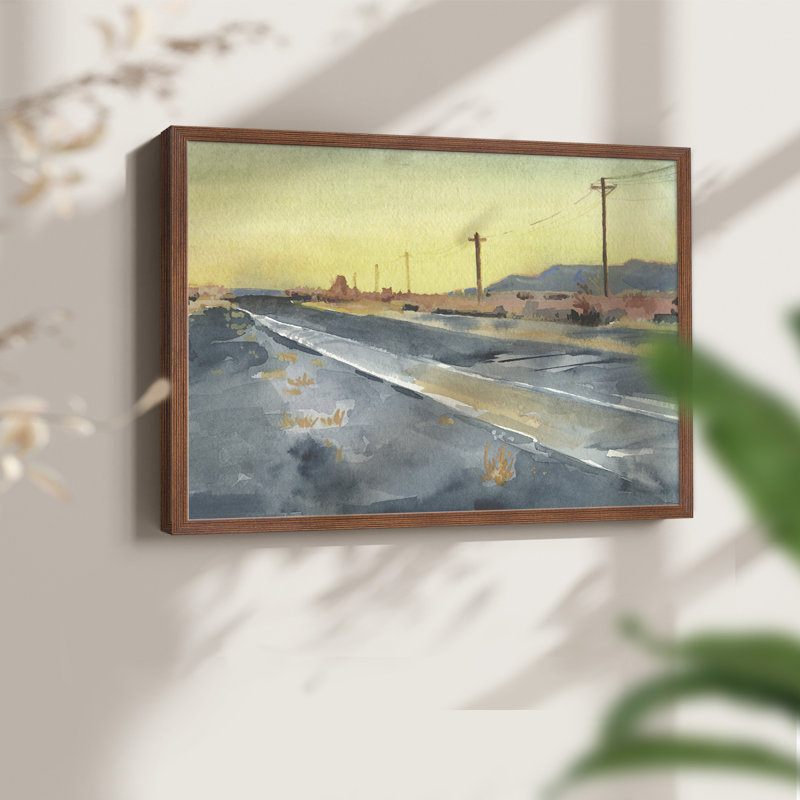 Déserté autoroute I - reproduction encadrée - réarmable, H 16 po x l 20 po, Noyer