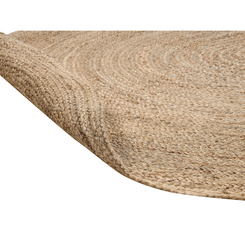 Oval Jute Area Rug 160 x 230 cm Beige Buckeys