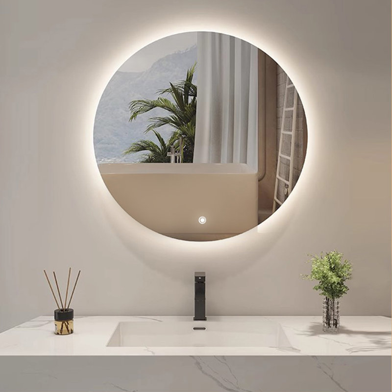 Miroir de salle de bain rond sans cadre à DEL 27,5 po Mayah