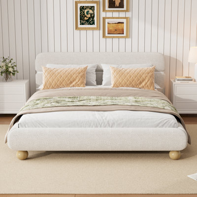 Low Upholstered Bed With Curve Headboard