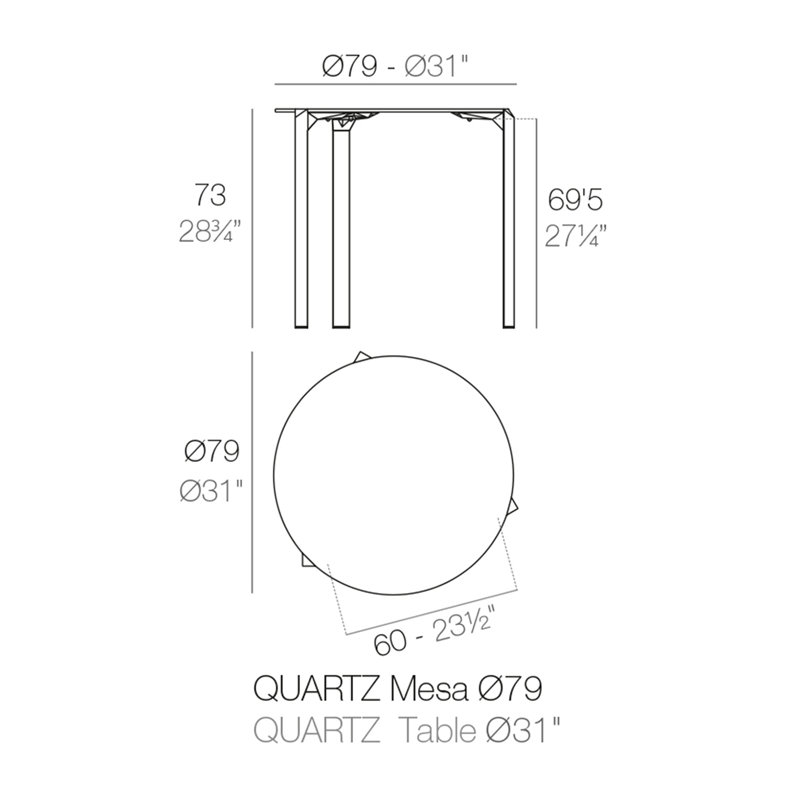 Quartz Dining Table, 31" W x 31" L, White