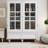 Minimalist Buffet Cabinet With Double Glass Doors And Drawer, Modern Wooden Storage Sideboard Cupboard For Living Room, Dining Room Hallway Entryway-1431391375