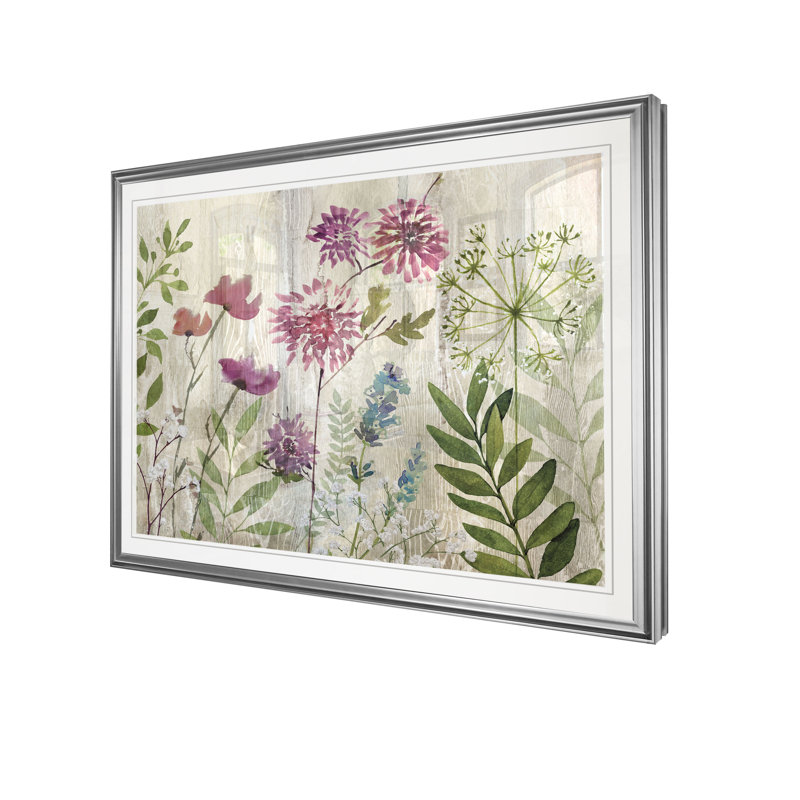 « pré fleurs ii », impression, H 20 po x l 24 po x P 1,5 po, Cadre argenté