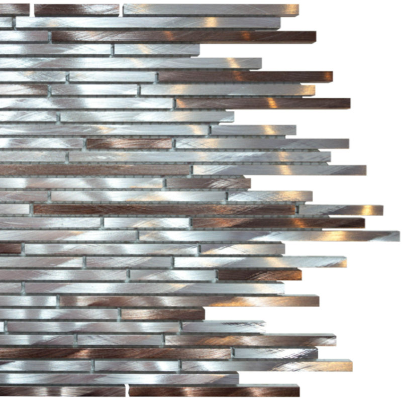 Victory 12" x 12" Metallic Sleek Linear Mosaic Wall Tile, Brown/Grigio
