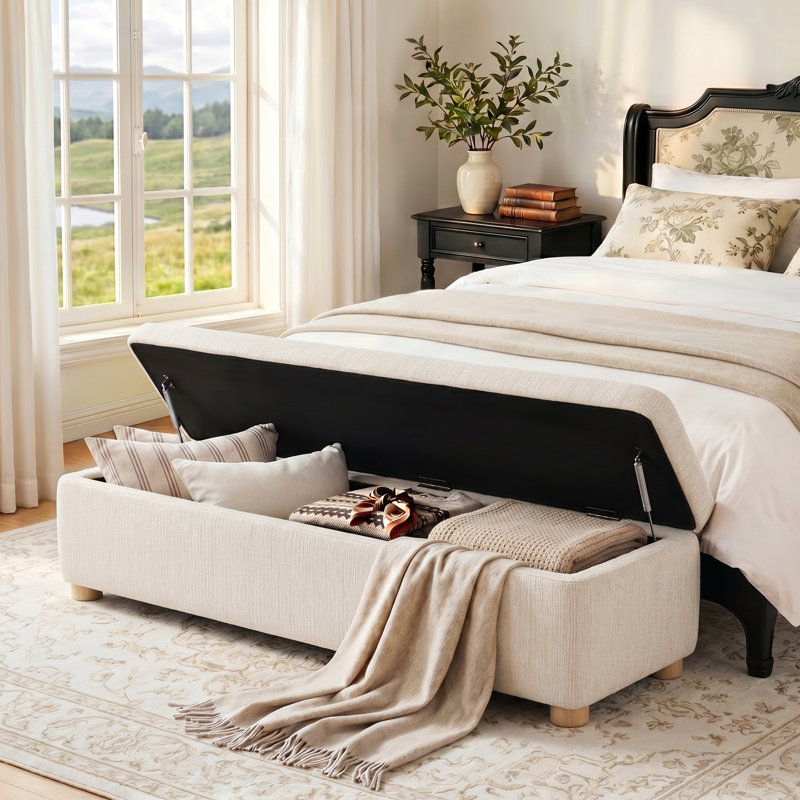 Banc de rangement Ermine, Beige