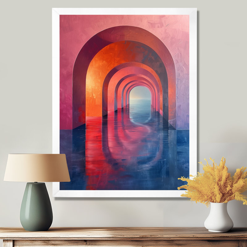 Tunnels d'univers soutenus rose et bleu, Cadre simple blanc, bois massif, H 16 po x l 32 po