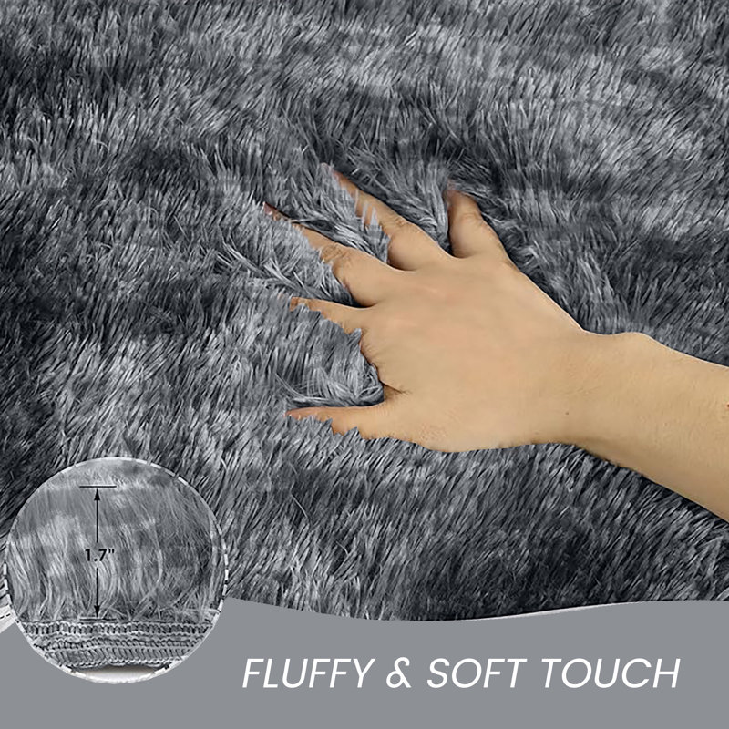 Machine Tufted High Pile Shag Area Rug(Ultra Soft & Fluffy), Rectangle 160 x 230 cm, Tye Dye Grey