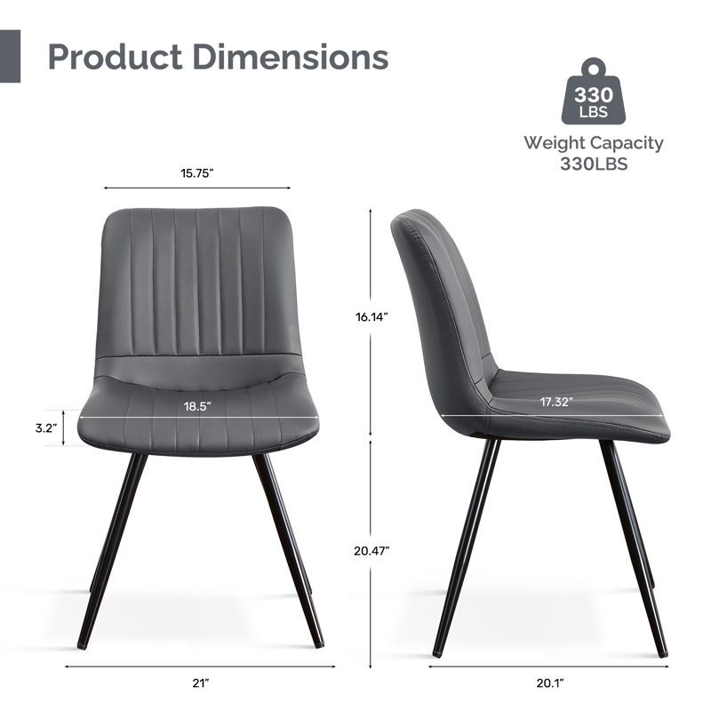 Chaise rembourrée en similicuir, Gris foncé, 4
