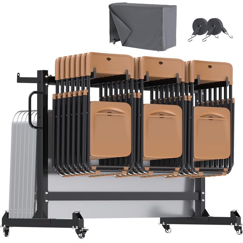 Folding Chair Dolly Storage Rack With Swivel Wheels