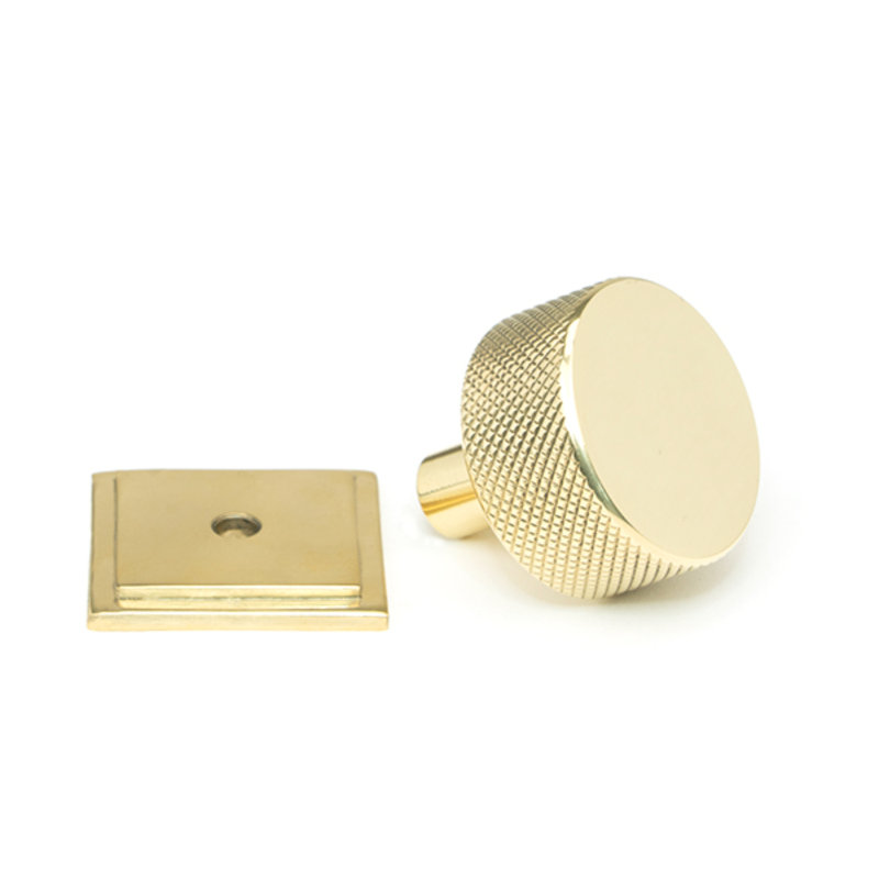 32mm Square Knob, Polished Brass