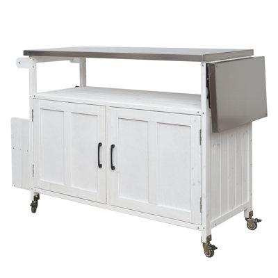 Chariot-grill extérieur Farmhouse avec surface de travail pliable, îlot de cuisine de patio pour le jardin