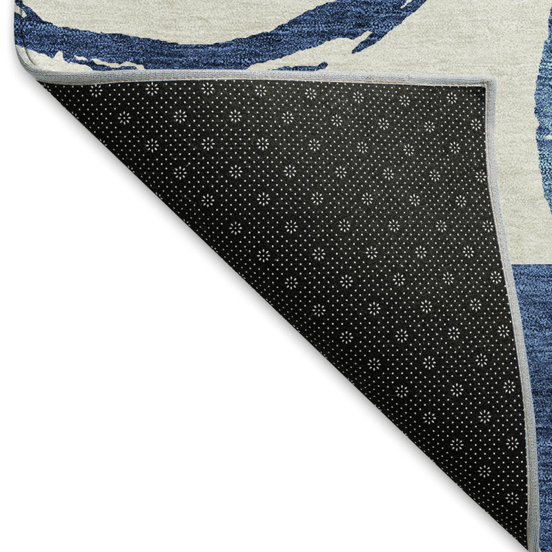 Premium Machine Washable Prisco Blue Rug, Rectangle 8' x 10'