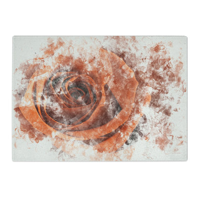 Tempered Glass Orange Rose Chopping Board