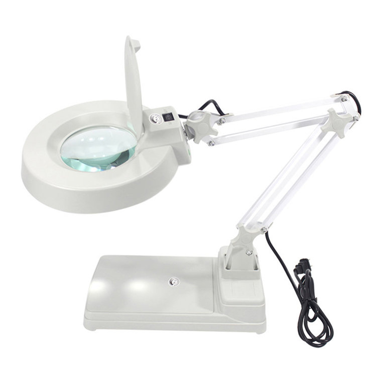10X Magnifying Glass Desk Light Magnifier LED Lamp Reading Lamp, Base &  Clamp, Black