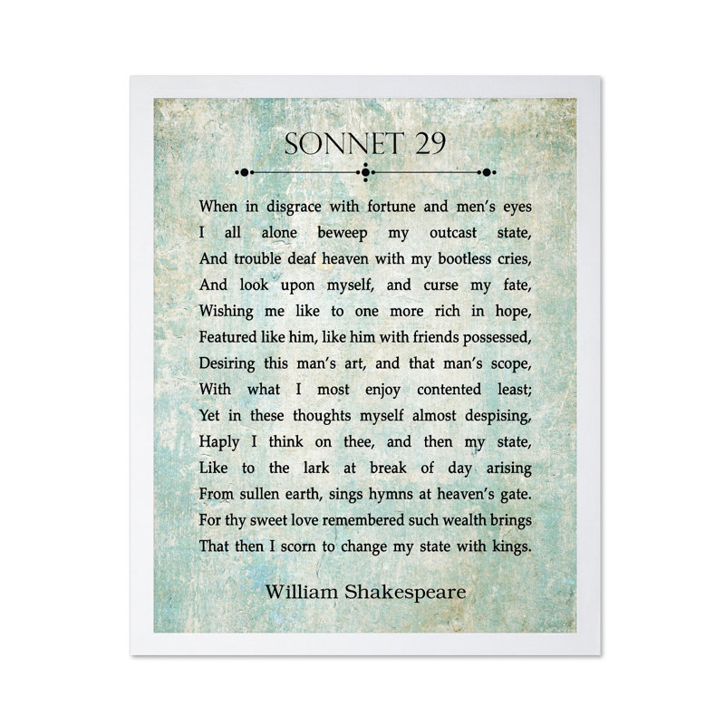 Sonnet 29, Affiche, H 12 po x l 16 po, Encadrement blanc