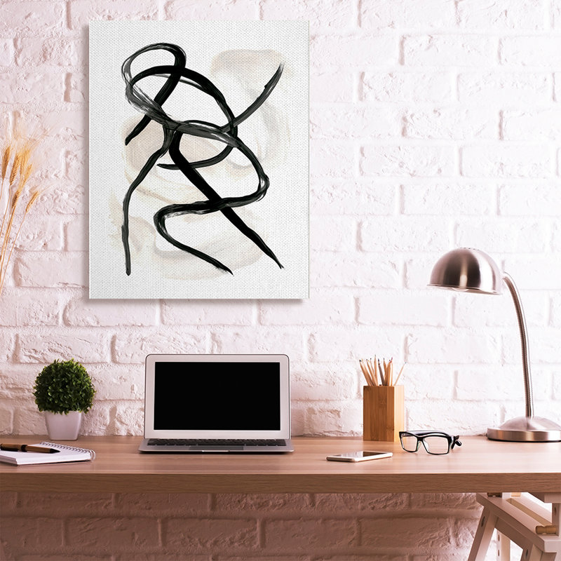 «Abstract Paint Strokes Layered Black Brown» par Daphne Polselli - impression d'art graphique, Toile tendue