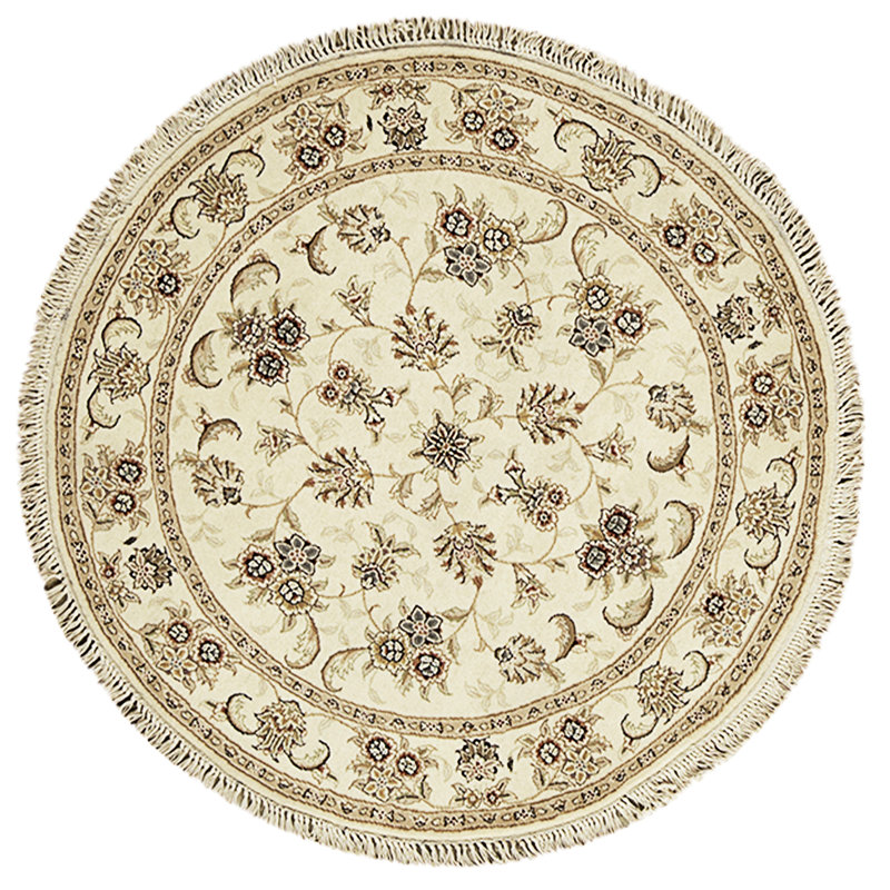 High-Quality Hand-Knotted Ivory Area Rug
