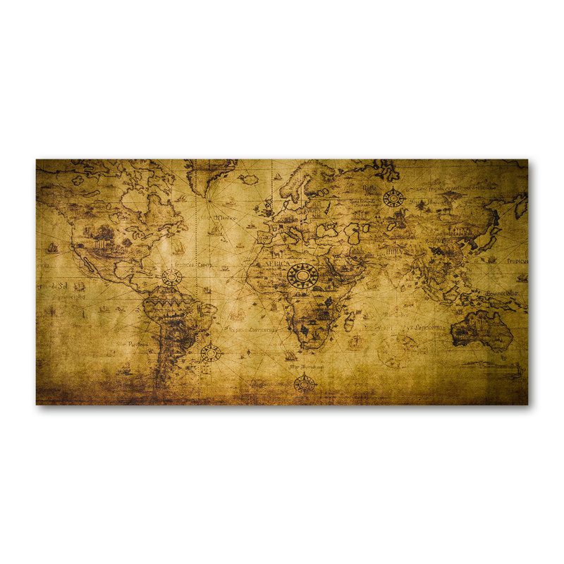 Old Map Of The World - No Frame Print on Canvas
