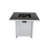 30" Metal Fire Pit Table With Smoked Glass, Stainless Steel, Powder-coated Finish, Rust & Heat , Outdoor Square Design, Propane Gas Compatible, 40k Output, Adjustable Flame, Lava Rocks Included,