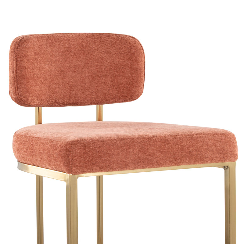 Erma Mid-Back 30" Fixed-Height Bar Stools (Set of 2), Orange, Gold