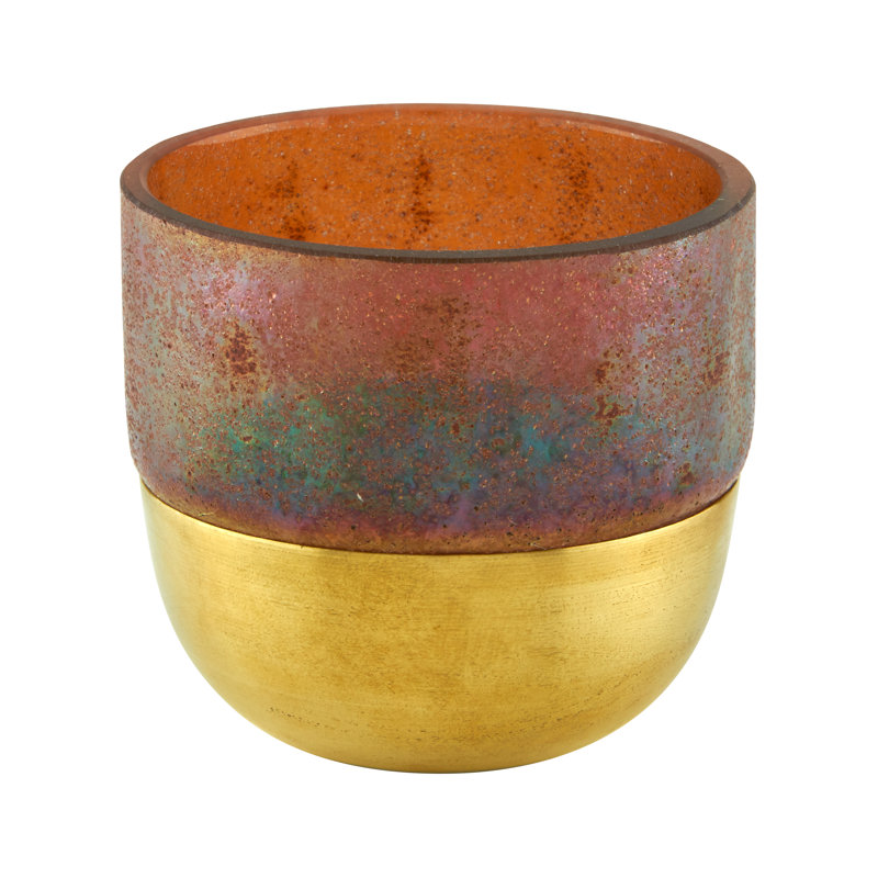 Glass Tabletop Votive Holder, Brown, 5.5" H x 4.25" W x 4.25" D