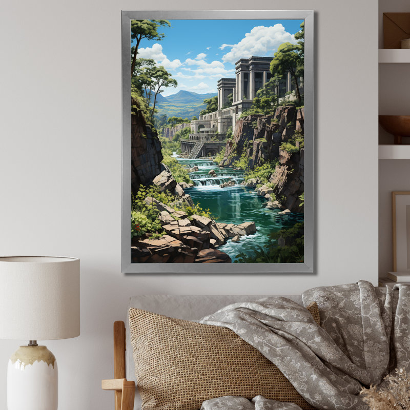 «Mansfield Dam Landscape III», reproduction sur toile, Cadre photo argenté, H 32 po x l 24 po x P 1 po
