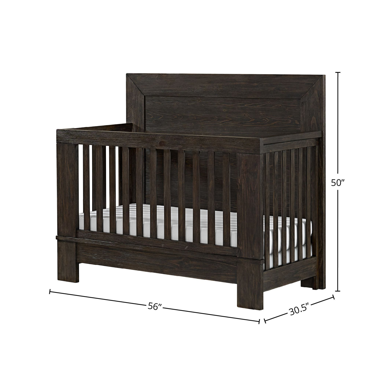 Albie 56" Wide Convertible Crib, Cocoa