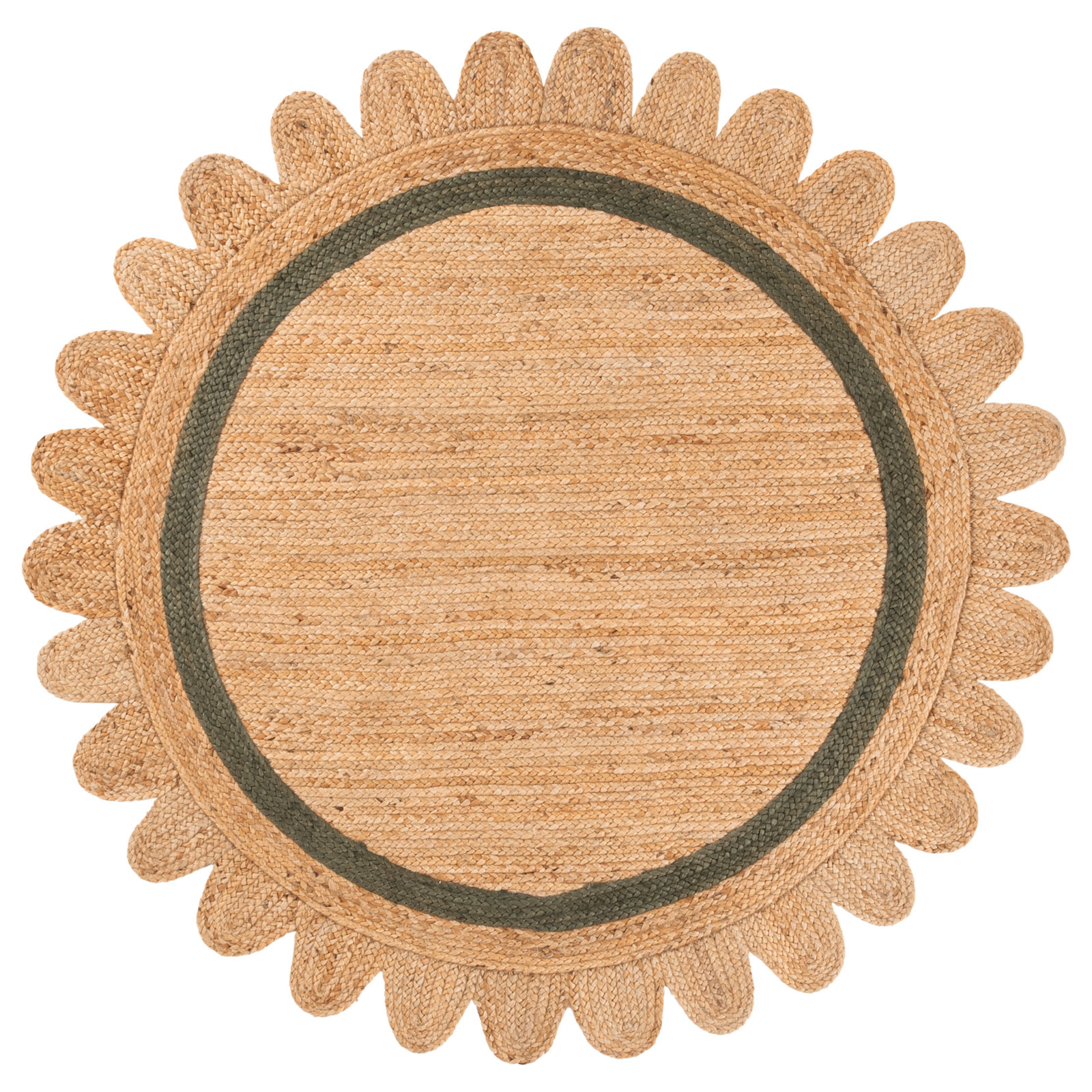 Inaki Hand-Woven Geometric Jute Rug, Round 6'