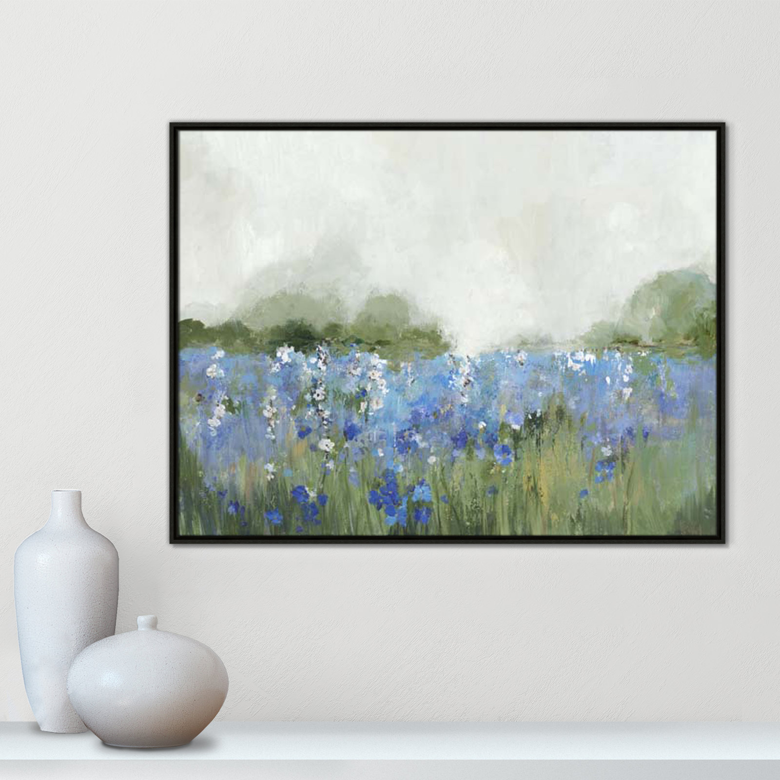 Meadows Bluebells Field by Allison Pearce, Espresso Framed, 31.5" H x 41.5" W x 2" D