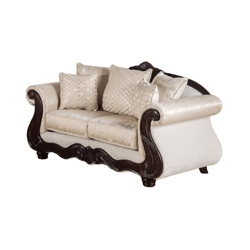 Causeuse l 73,4 po, beige / cerise foncé, Beige / cerise foncé