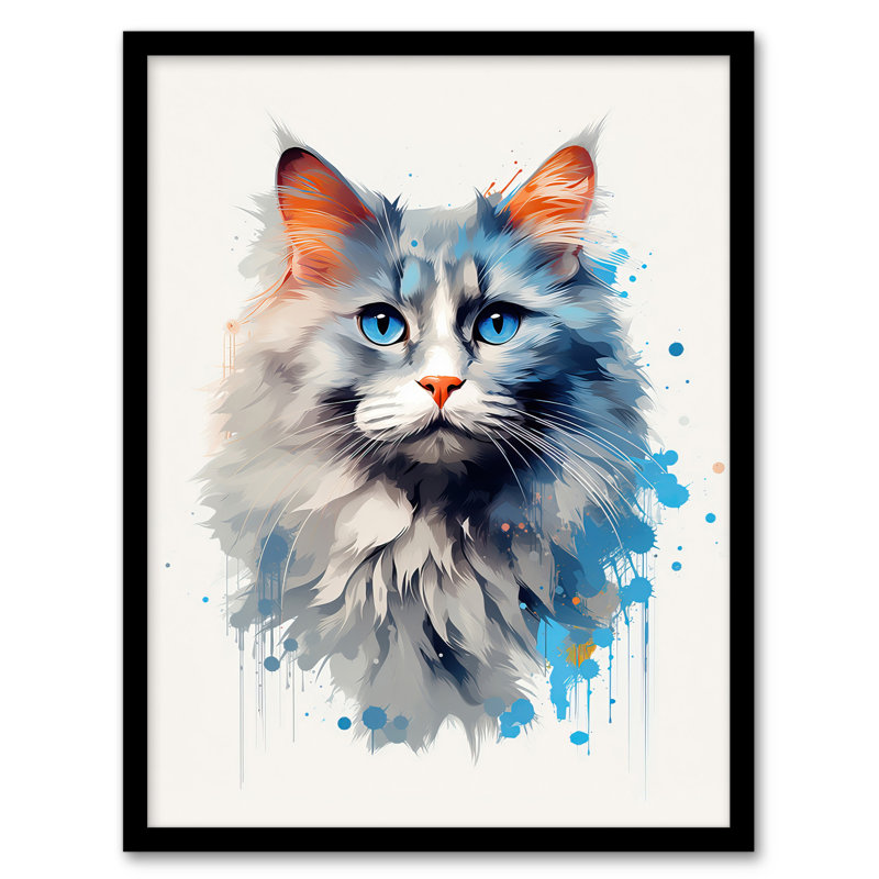 Grey Point Ragdoll Cat Blue Eyes - Single Picture Frame Print
