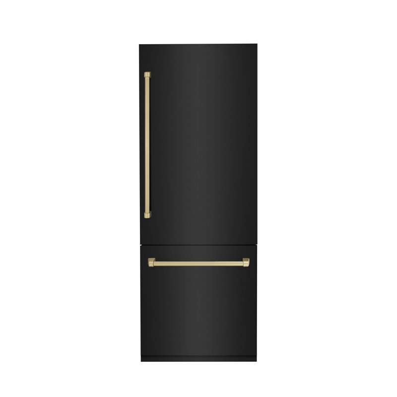ZLINE 30 Autograph Edition 16.1 cu. ft. Built-in 2-Door Bottom Freezer Refrigerator with Accent, Black Stainless Steel