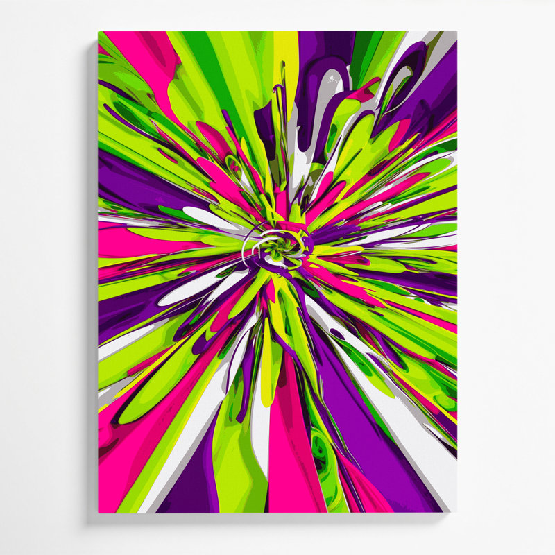 Art numérique sur toile, "Abstraction numérique 91", H 12 po x l 18 po