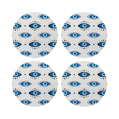 Eyes Vegan Leather Round Pebble Placemat