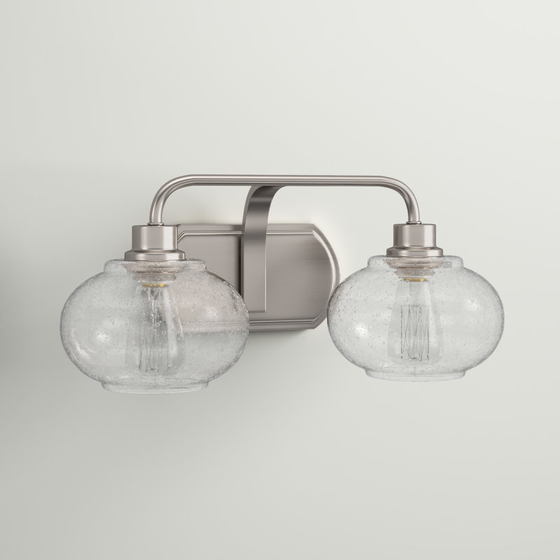 Éclairage pour meuble-lavabo à intensité variable Spofford, Nickel brossé, Deux lumières, 8.25" H x 17.5" W x 8.75" D