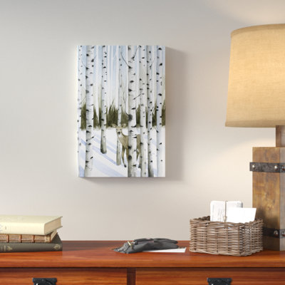 Deer In Snowfall II - Wrapped Canvas Print