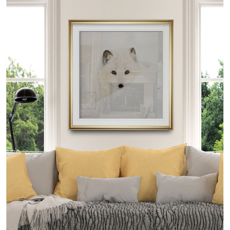 «Arctic Fox», reproduction de photo, H 27 po x l 27 po x p 1,5 po, Cadre doré