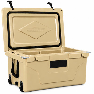 65-Quart Khaki Hard-Sided Plastic Ice Chest Cooler
