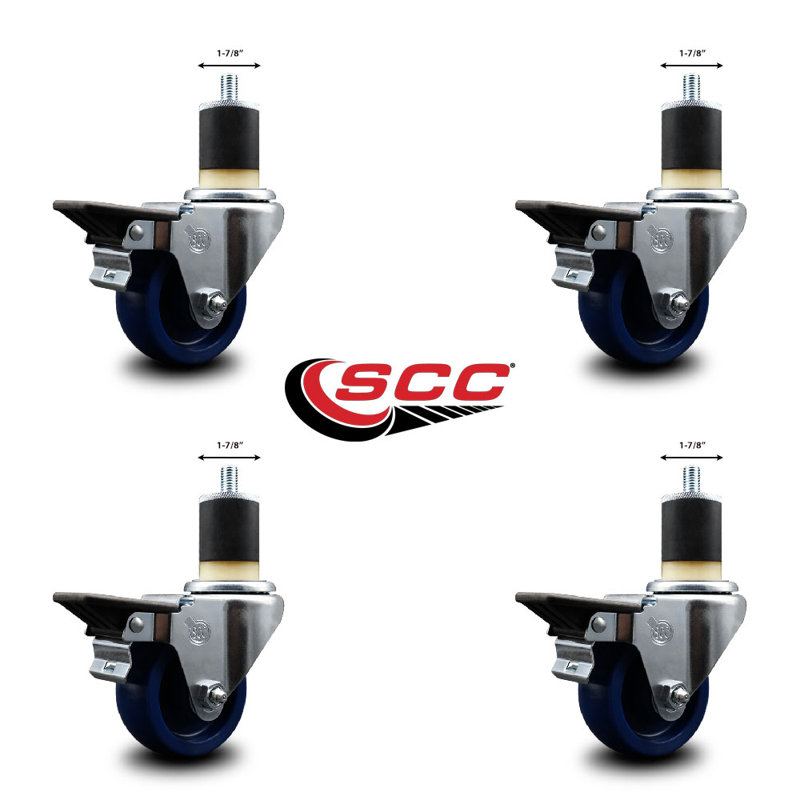 Ensemble de roulettes extensibles pivotantes en poly de 3 pouces 1-7 / 8 pouces avec frein SCC