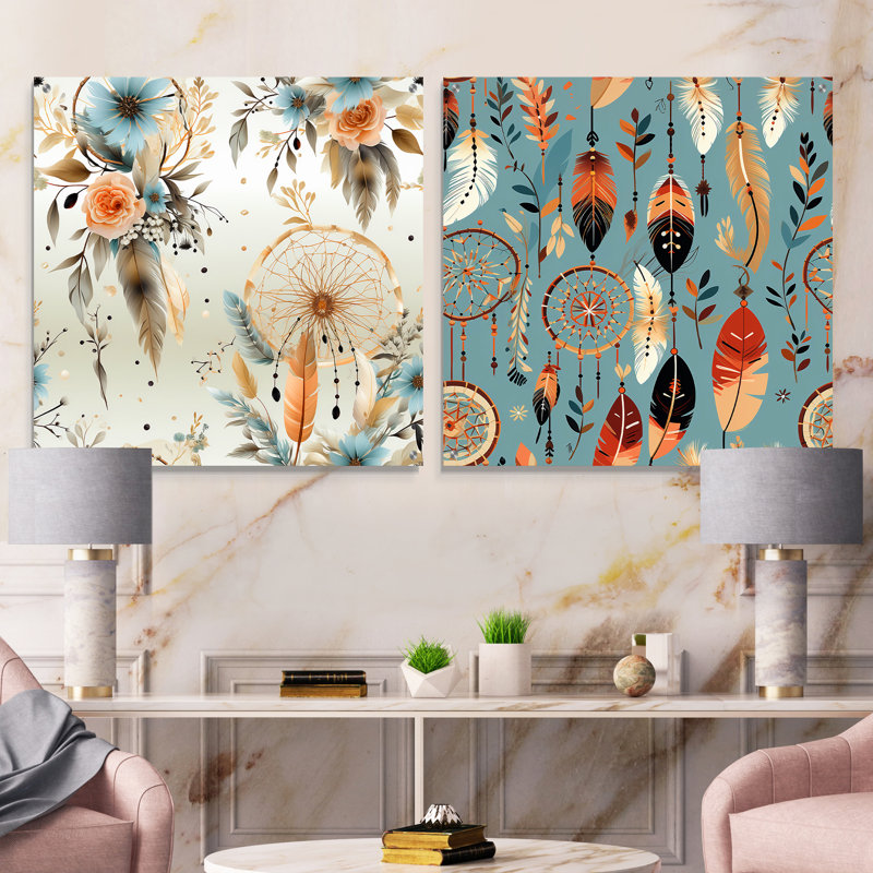 Taytreon - Ensemble de 2 verres muraux abstraits en acrylique Boho, H 36 po x l 73 po