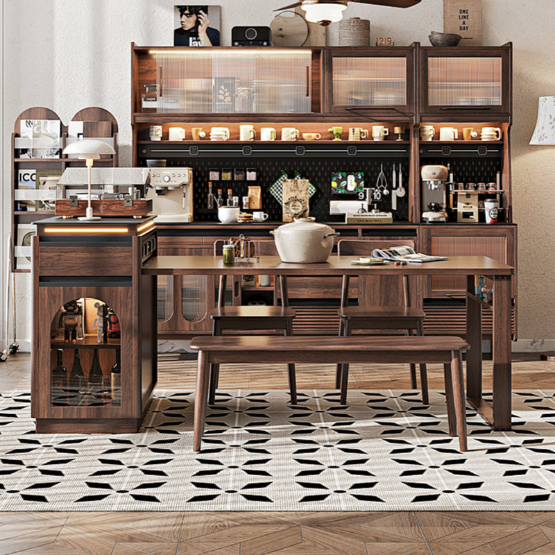 Simple and Retro Walnut-colored Dining Table