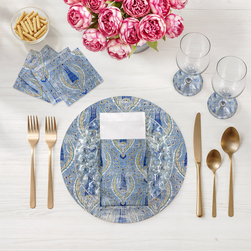 Byzantine Jewel Pebble 16" Vinyl Placemat, Navy