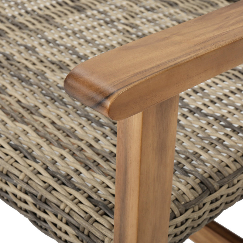 Outdoor Wood With Handmade Seat Natural + Grey And Back, Natural/Gray