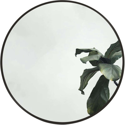 Miroir de salle de bain rond noir en métal 16 pouces