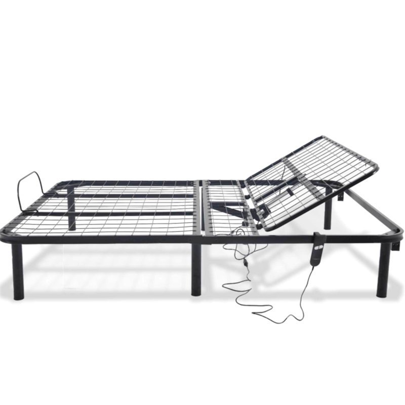 Base de grand lit avec réglage tête haute uniquement et stable, profondeur de produit de 78,19 po, réglable en acier noir pour grand lit, 14,03 po de hauteur, 61,7 po de largeur, matériau