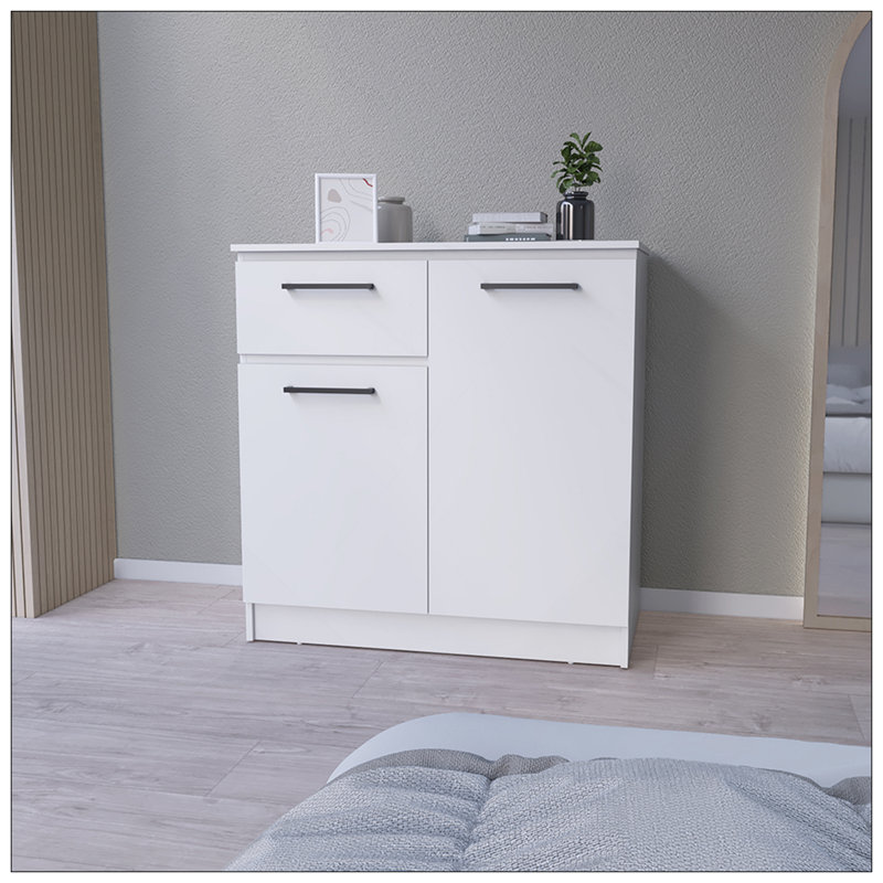 Commode Carlin, chambre à coucher, blanc, Blanc