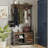 Vintage Brown, 5-In-1 Foyer Tree, 31.6-Inch Wide Entryway Bench With Coat Rack, 17 Hooks + Separate Drawers.-1164711636