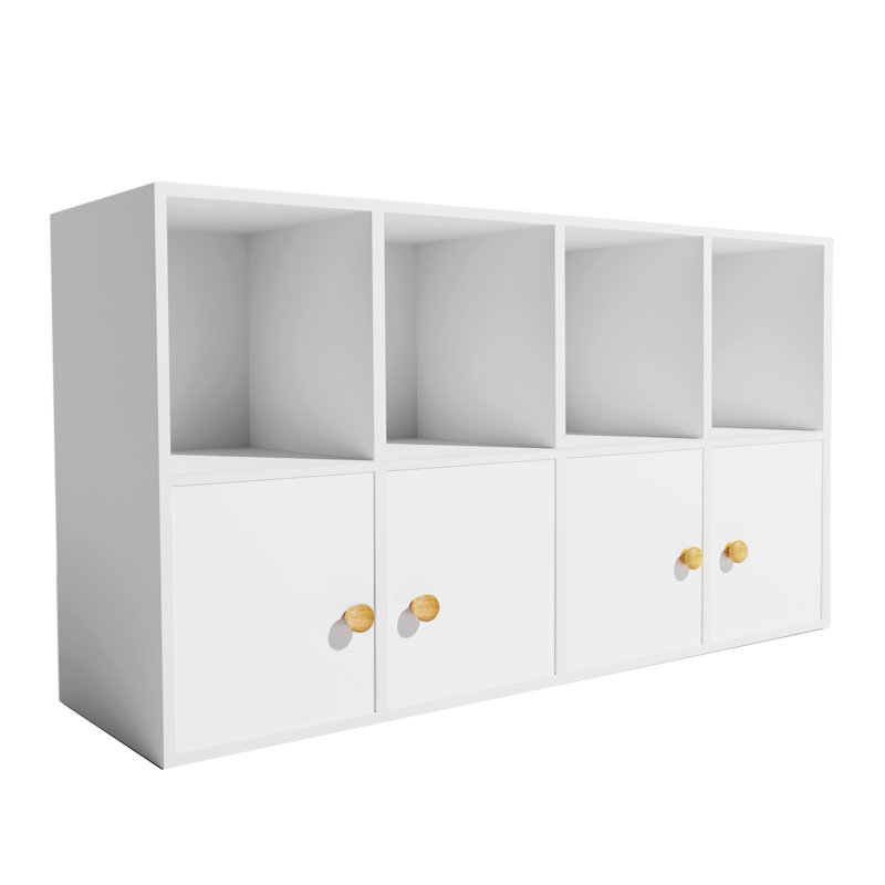 48" W X 25" H Cube Storage Bookcase With 4 Doors Stackable Cubby Storage Organizers